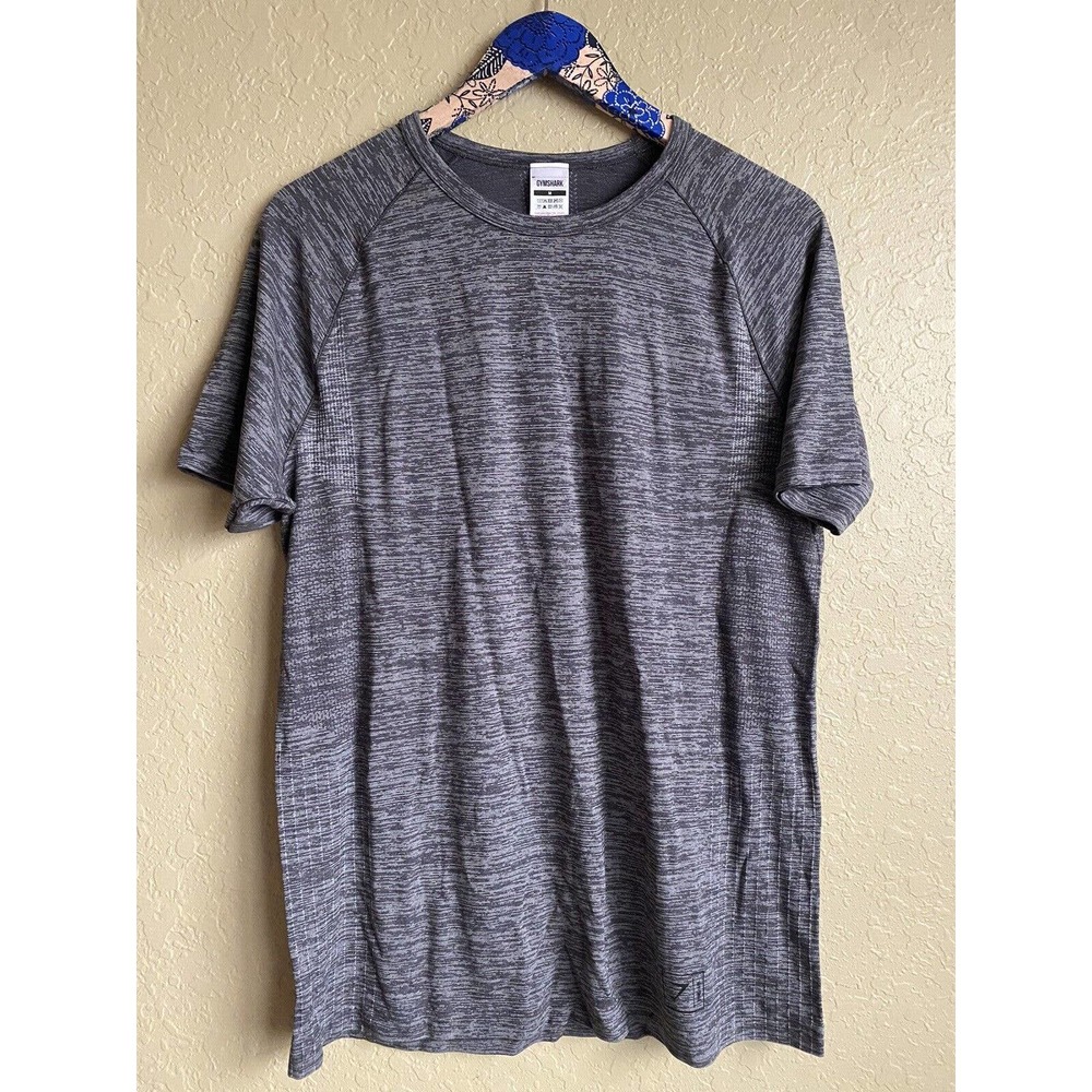 Gymshark Shirt Mens Gray Short Sleeve Crew Neck Activewear Stretch Gym Size M